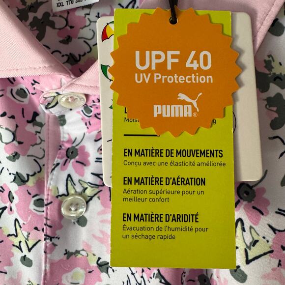 Puma X Arnold Palmer Polo Shirt Golf Pink Floral UPF 40 XXL NWT - Picture 10 of 10